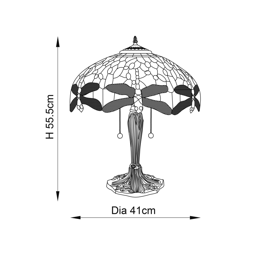 Endon 64093 - Stalinis šviestuvas DRAGONFLY 2xE27/60W/230V skersmuo 41 cm