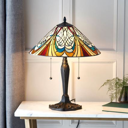 Endon 64163 - Stalinė Tiffany stiliaus lempa HECTOR 2xE27/60W/230V Ø 40 cm