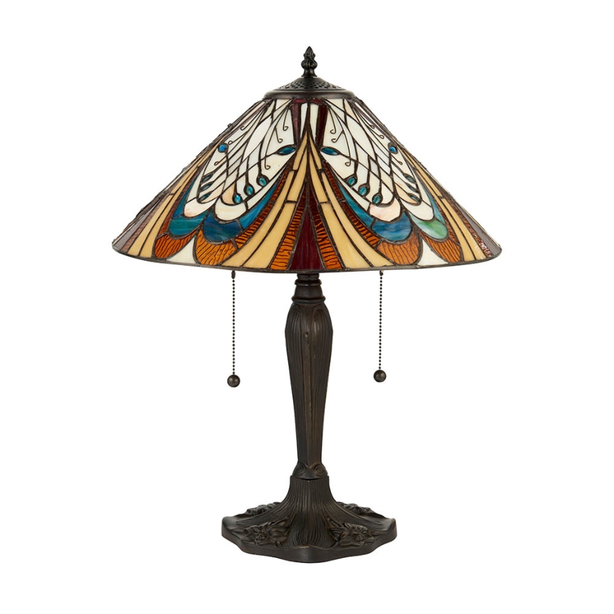 Endon 64163 - Stalinė Tiffany stiliaus lempa HECTOR 2xE27/60W/230V Ø 40 cm