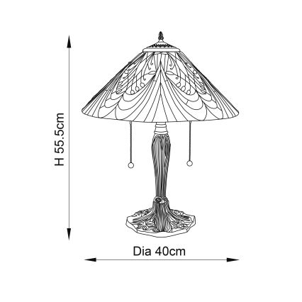 Endon 64163 - Stalo lempa HECTOR 2xE27/60W/230V 40 cm skersmens
