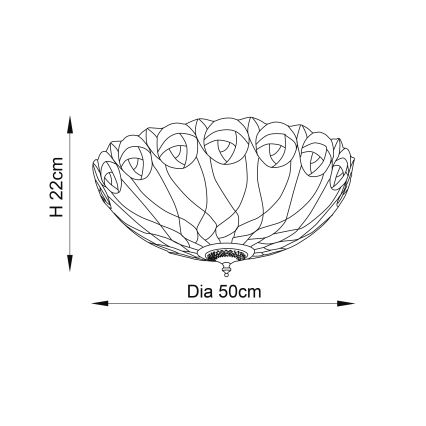 Endon 64173 - Lubinis šviestuvas Tiffany HUTCHINSON 2xE27/60W/230V Ø 50 cm