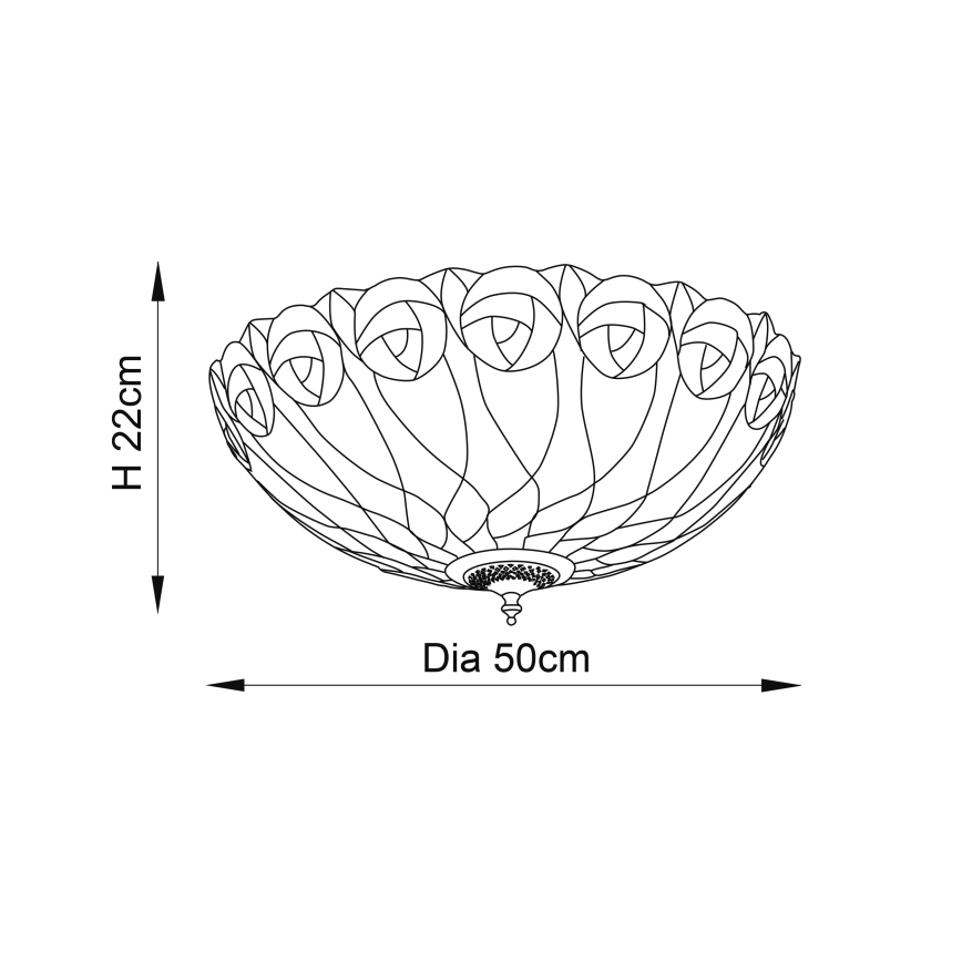 Endon 64173 - Lubinis šviestuvas Tiffany HUTCHINSON 2xE27/60W/230V Ø 50 cm