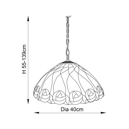 Endon 64176 - Pakabinamas šviestuvas ant grandinės Tiffany HUTCHINSON 1xE27/60W/230V skersmuo 40 cm