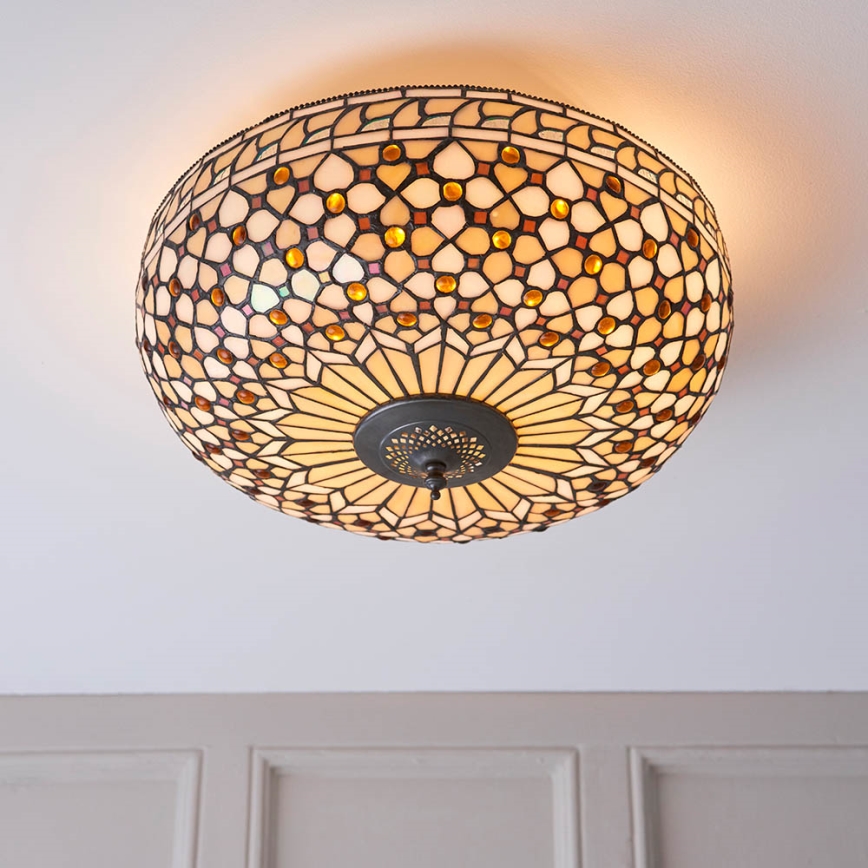 Endon 64276 - Lubinis šviestuvas Tiffany MILLE FEUX 2xE27/60W/230V skersmuo 45 cm