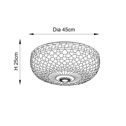 Endon 64276 - Lubinis šviestuvas Tiffany MILLE FEUX 2xE27/60W/230V skersmuo 45 cm