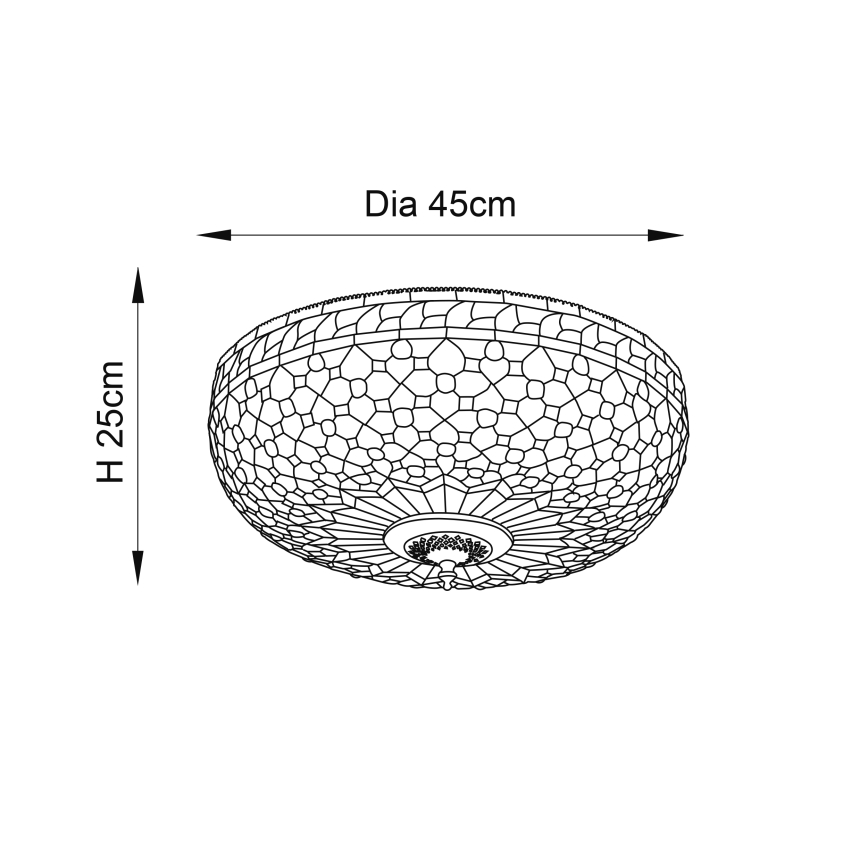 Endon 64276 - Lubinis šviestuvas Tiffany MILLE FEUX 2xE27/60W/230V skersmuo 45 cm