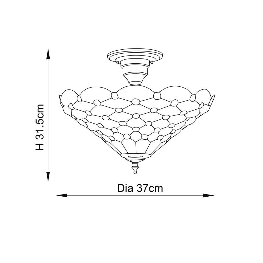 Endon 64300 - Ant lubų montuojama Tiffany PEARL liustra 3xE27/60W/230V skersmuo 37 cm