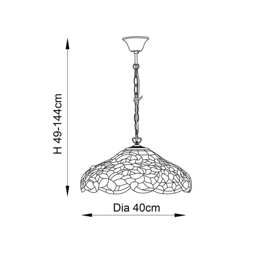 Endon 64325 - Liustra ant grandinės SULLIVAN 1xE27/60W/230V, skersmuo 40 cm