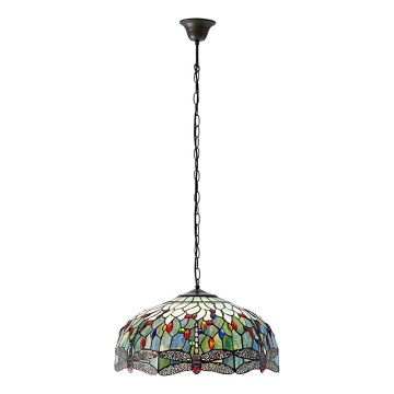 Endon 66148 - Tiffany DRAGONFLY liustra ant grandinės, 3xE27/60W/230V, skersmuo 50 cm
