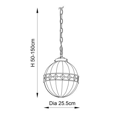 Endon 67044 - Sietynas, kabinamas ant grandinės FARGO 1xE14/40W/230V diametras 25,5 cm