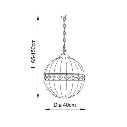 Endon 67045 - Sietynas, kabinamas ant grandinės FARGO 1xE27/60W/230V diametras 40 cm