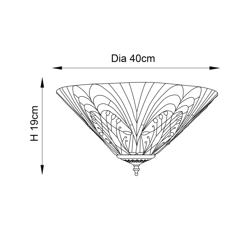 Endon 70241 - Tiffany HECTOR lubinis šviestuvas 2xE27/60W/230V, skersmuo 40 cm