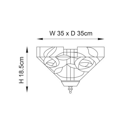 Endon 70699 - Lubinis šviestuvas Tiffany WILLOW 2xE27/60W/230V 35x35 cm