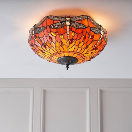 Endon 70721 - Tiffany stiliaus lubinis šviestuvas DRAGONFLY 2xE27/60W/230V, skersmuo 41 cm