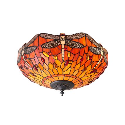 Endon 70721 - Tiffany stiliaus lubinis šviestuvas DRAGONFLY 2xE27/60W/230V, skersmuo 41 cm