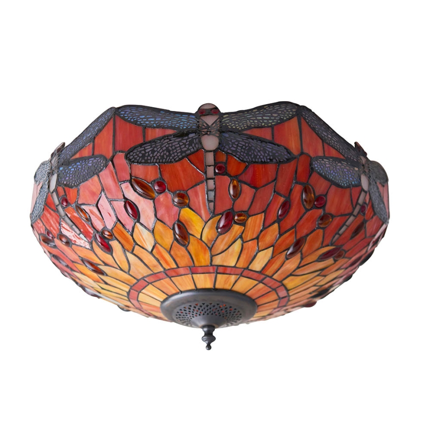 Endon 70721 - Tiffany stiliaus lubinis šviestuvas DRAGONFLY 2xE27/60W/230V, skersmuo 41 cm