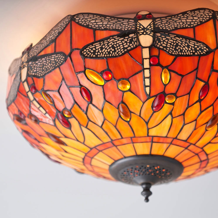 Endon 70721 - Tiffany stiliaus lubinis šviestuvas DRAGONFLY 2xE27/60W/230V, skersmuo 41 cm
