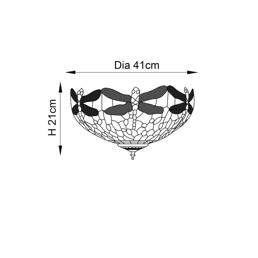 Endon 70722 - Lubinis šviestuvas Tiffany DRAGONFLY 2xE27/60W/230V, skersmuo 41 cm