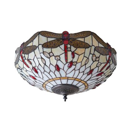 Endon 70723 - Lubų šviestuvas Tiffany DRAGONFLY 2xE27/60W/230V Ø 41 cm