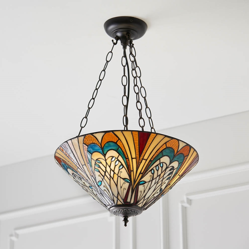 Endon 70750 - Pakabinamas šviestuvas ant grandinės Tiffany HECTOR 3xE27/60W/230V Ø 40 cm