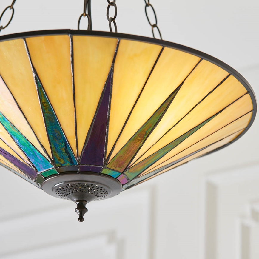 Endon 70754 - Liustra ant grandinės Tiffany DARK STAR 3xE27/60W/230V Ø 49 cm