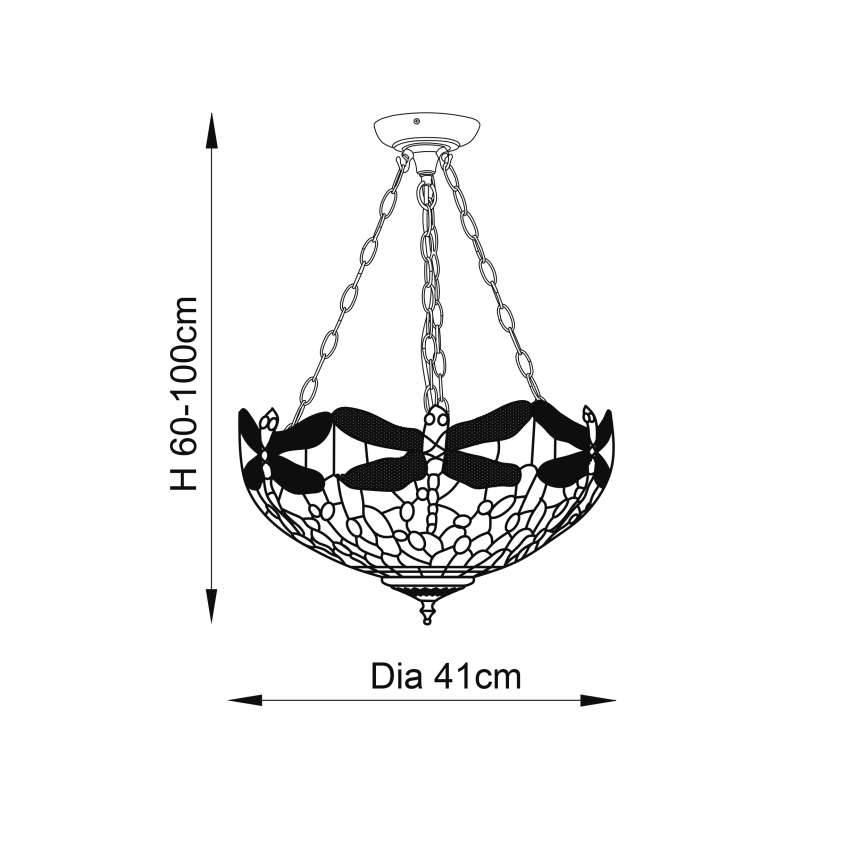 Endon 70759 - Liustra ant grandinės DRAGONFLY 3xE27/60W/230V Ø 41 cm