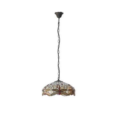 Endon 70824 - Tiffany DRAGONFLY liustra su grandinėle, 3xE27/60W/230V, skersmuo 41 cm