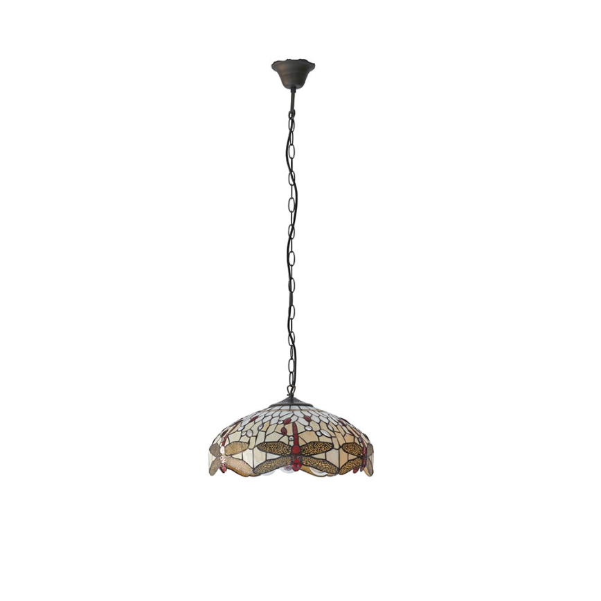 Endon 70824 - Tiffany DRAGONFLY liustra su grandinėle, 3xE27/60W/230V, skersmuo 41 cm