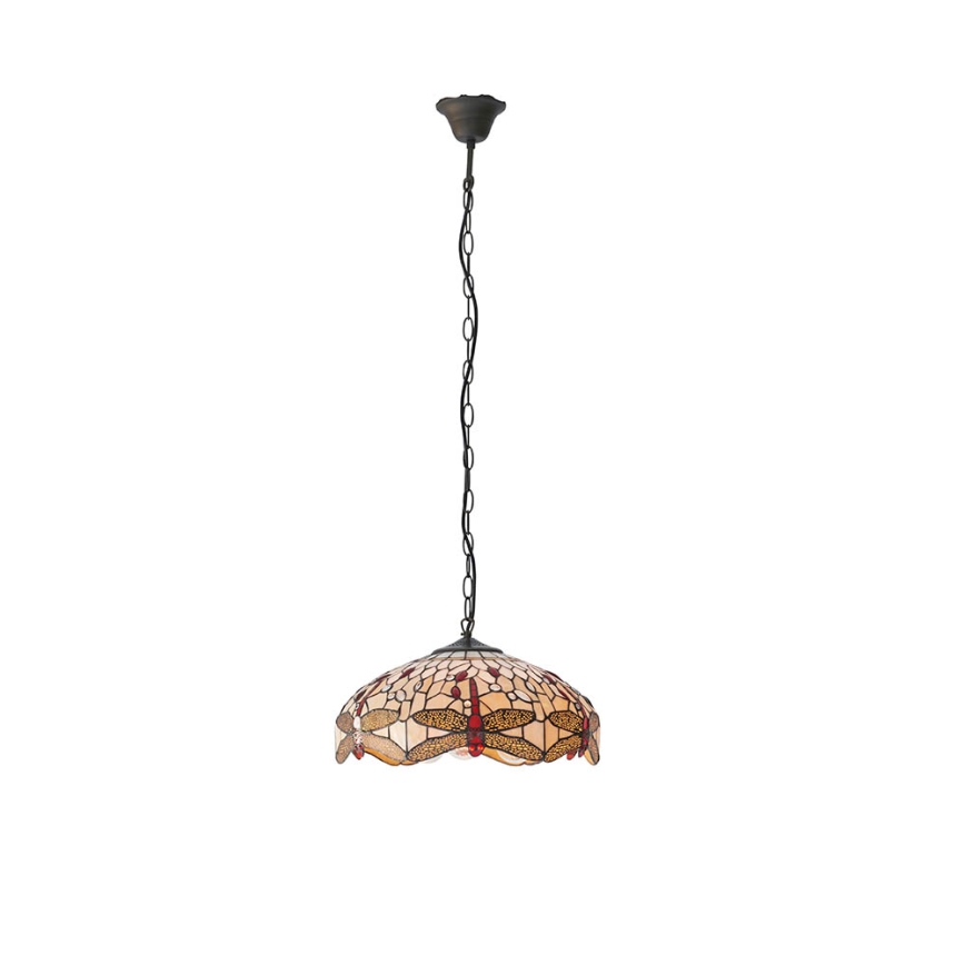 Endon 70824 - Tiffany DRAGONFLY liustra su grandinėle, 3xE27/60W/230V, skersmuo 41 cm