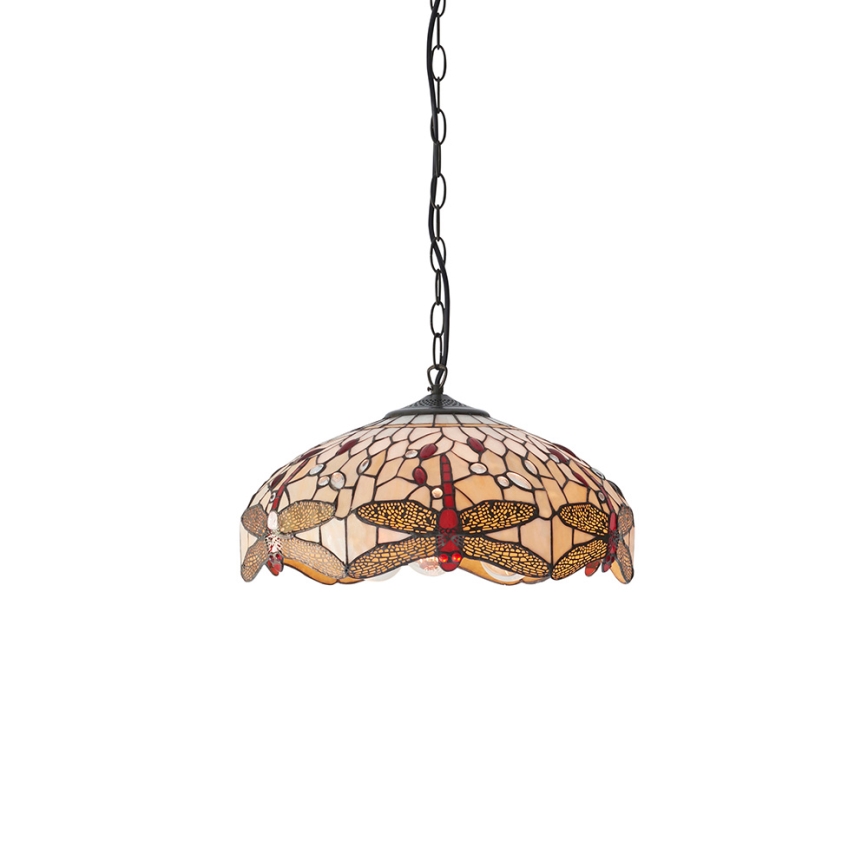 Endon 70824 - Tiffany DRAGONFLY liustra su grandinėle, 3xE27/60W/230V, skersmuo 41 cm