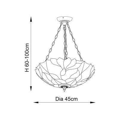 Endon 70946 - Pakabinama liustra ant grandinės Tiffany BOTANICA 3xE27/60W/230V, skersmuo 45 cm