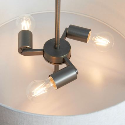 Endon 72635 - Sietynas ant stulpo HAYFIELD 3xE27/40W/230V matinis chromas/pilka