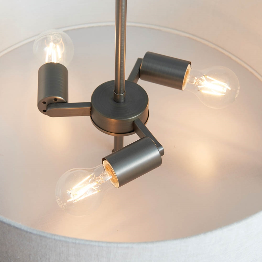 Endon 72635 - Sietynas ant stulpo HAYFIELD 3xE27/40W/230V matinis chromas/pilka