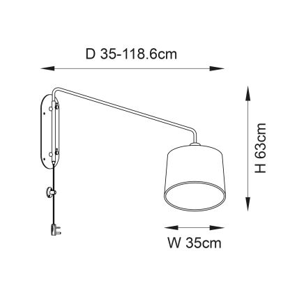 Endon 79380 - Sieninis šviestuvas CARLSON 1xE27/40W/230V pilka/juoda