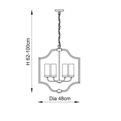 Endon 81914 - Pakabinama liustra EDREA ant grandinės 4xE14/6W/230V žalvaris