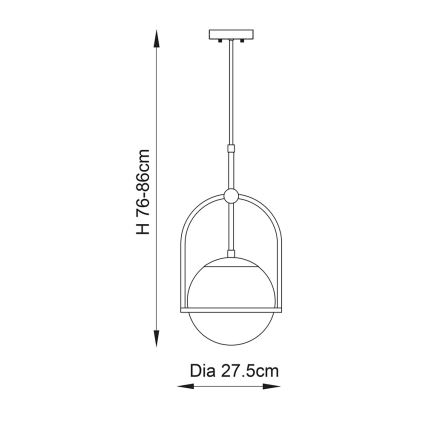 Endon 90844 - ONTARIO šviestuvas ant strypo 1xE27/10W/230V, žalvaris