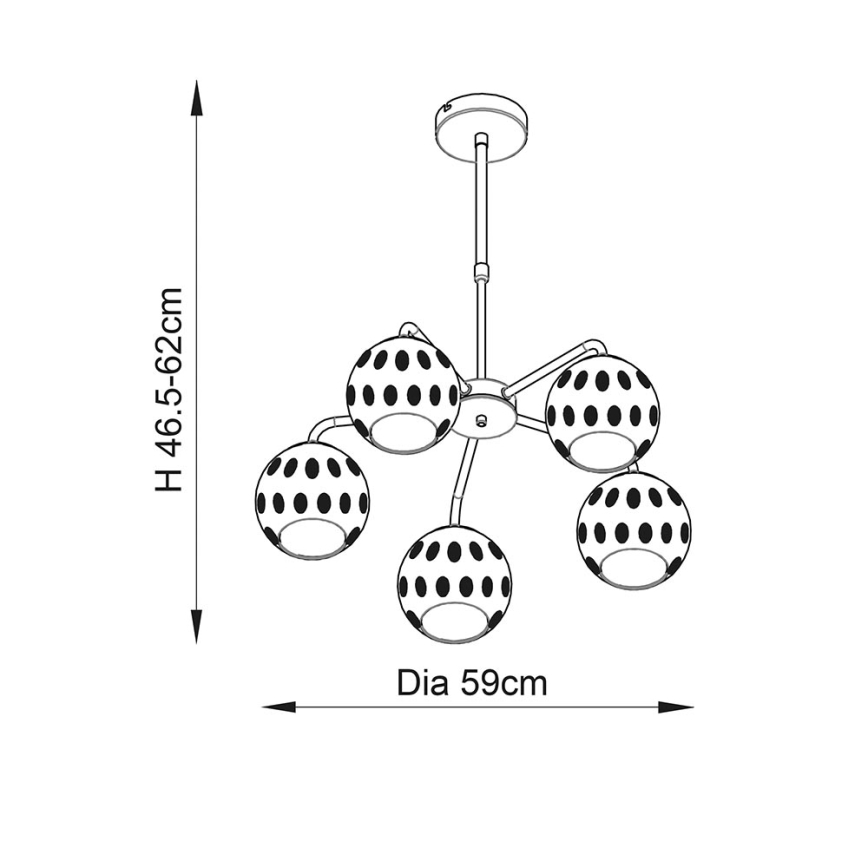 Endon 91969 - pakabinamas šviestuvas su strypu DIMPLE 5xE14/25W/230V auksinis
