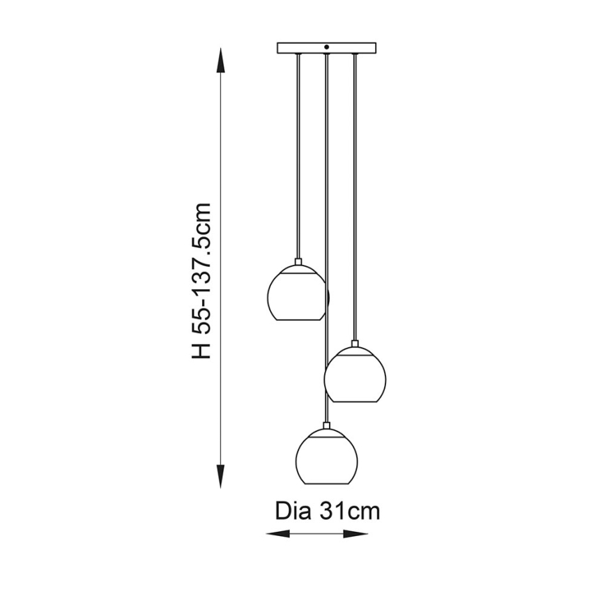 Endon 91971 - Pakabinamas šviestuvas ant laido DIMPLE 3xE14/25W/230V auksinė/dūminė smėlio spalva