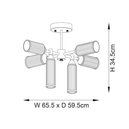 Endon 92213 - liustra ant strypo 6xG9/3W/230V, žalvario apdaila