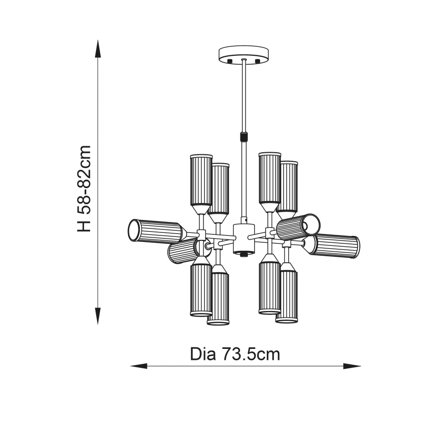 Endon 92214 - Liustra ant strypo TOUR 12xG9/3W/230V žalvarinis