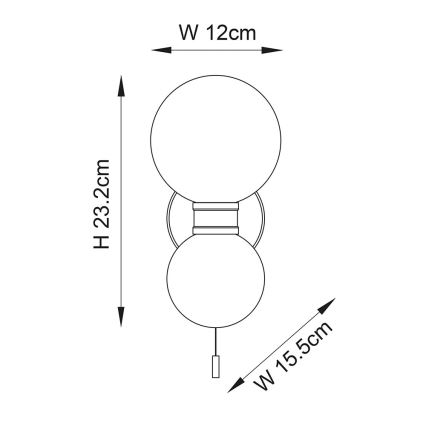 Endon 93523 - Vonios kambario sieninis šviestuvas PULSA 2xG9/3W/230V IP44 juoda/balta