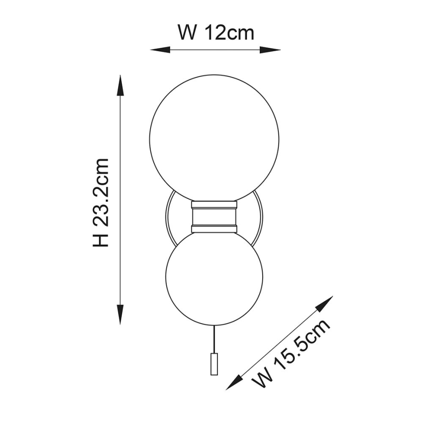 Endon 93523 - Vonios kambario sieninis šviestuvas PULSA 2xG9/3W/230V IP44 juoda/balta