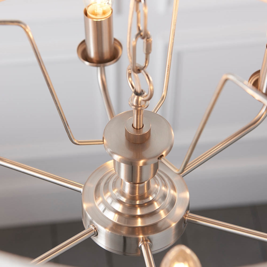 Endon 94357 - Pakabinamas šviestuvas HIGHCLERE ant grandinės 6xE14/40W/230V, skersmuo 55 cm, smėlinė / matinio chromo apdaila