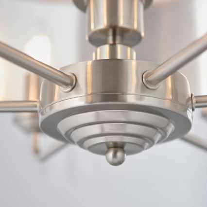 Endon 94357 - Pakabinamas šviestuvas HIGHCLERE ant grandinės 6xE14/40W/230V, skersmuo 55 cm, smėlinė / matinio chromo apdaila