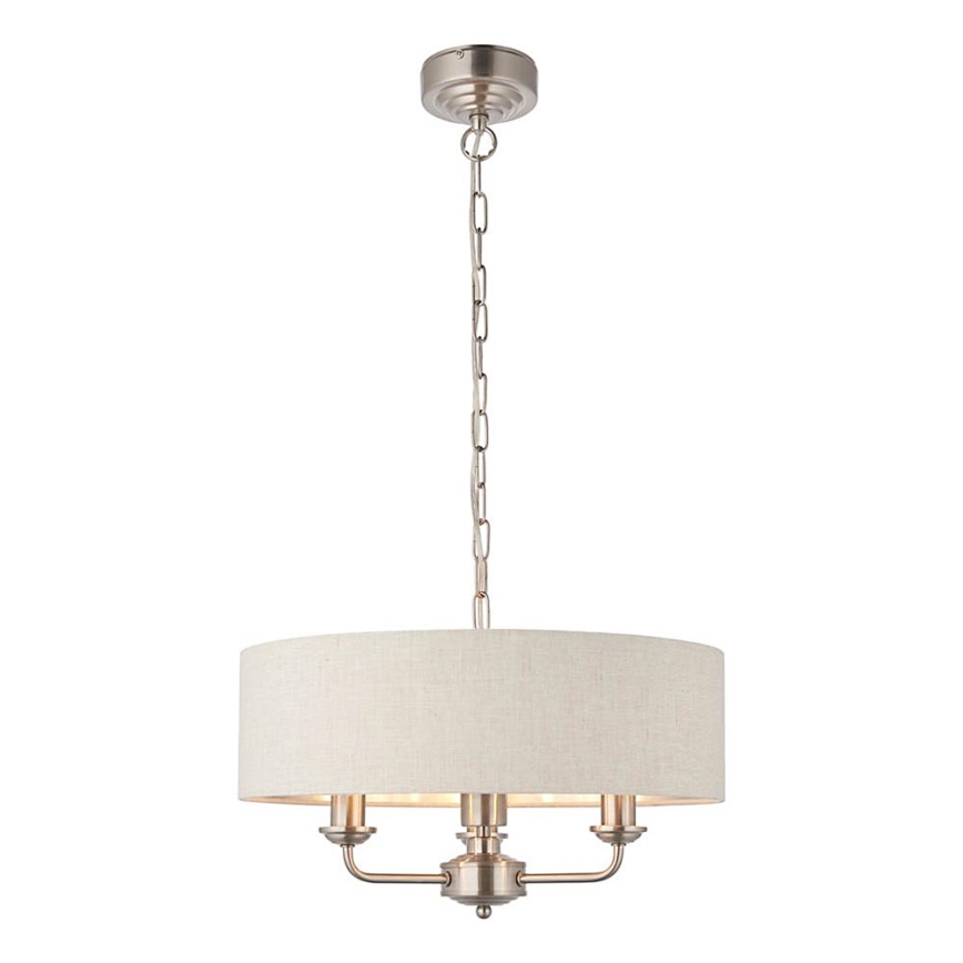 Endon 94361 - Sietynas, kabinamas ant grandinės HIGHCLERE 3xE14/40W/230V smėlio spalva/matinis chromas diametras 45 cm