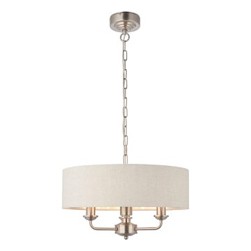Endon 94361 - Sietynas, kabinamas ant grandinės HIGHCLERE 3xE14/40W/230V smėlio spalva/matinis chromas