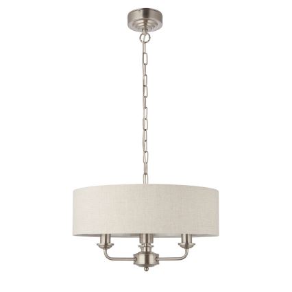 Endon 94361 - Sietynas, kabinamas ant grandinės HIGHCLERE 3xE14/40W/230V smėlio spalva/matinis chromas diametras 45 cm
