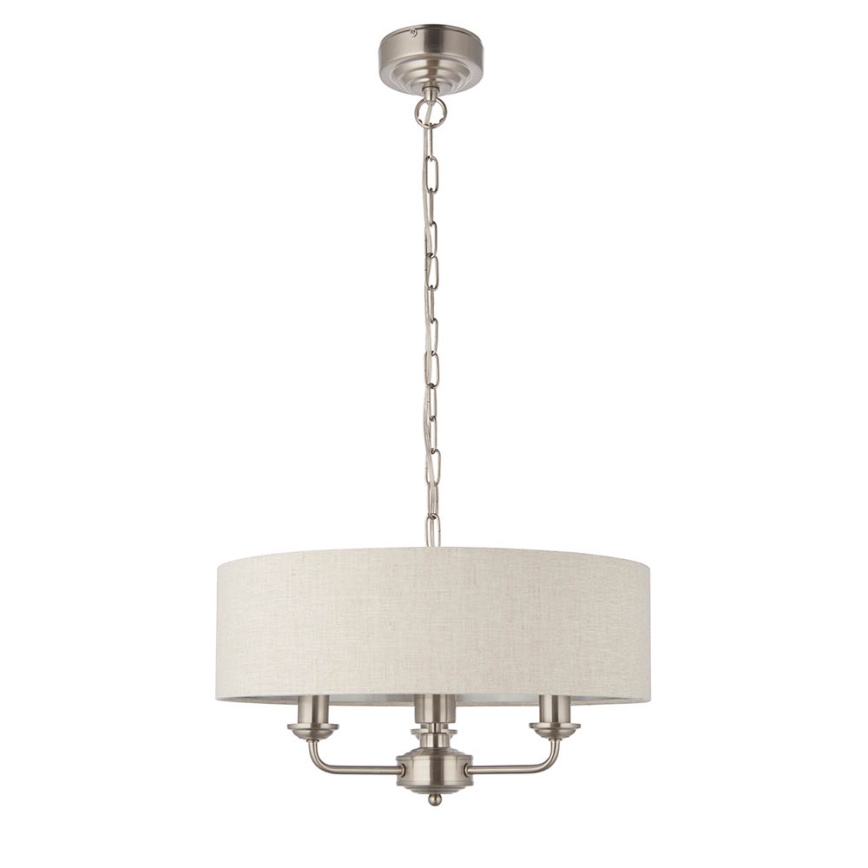 Endon 94361 - Sietynas, kabinamas ant grandinės HIGHCLERE 3xE14/40W/230V smėlio spalva/matinis chromas diametras 45 cm