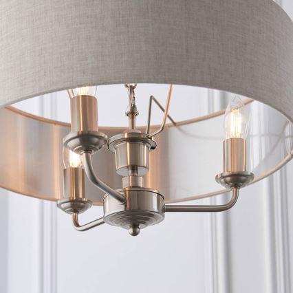 Endon 94361 - Sietynas, kabinamas ant grandinės HIGHCLERE 3xE14/40W/230V smėlio spalva/matinis chromas diametras 45 cm