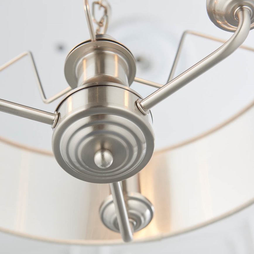 Endon 94361 - Sietynas, kabinamas ant grandinės HIGHCLERE 3xE14/40W/230V smėlio spalva/matinis chromas diametras 45 cm